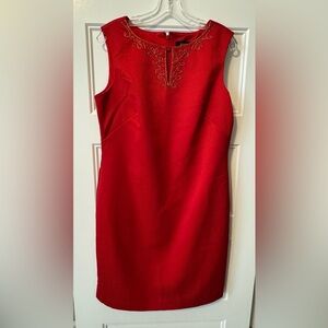 Ellen Tracy Red Embroidered Mini Sheath Dress Size 12